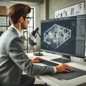 moderner CAD oder Gaming Arbeitsplatz mit OLED Monitor